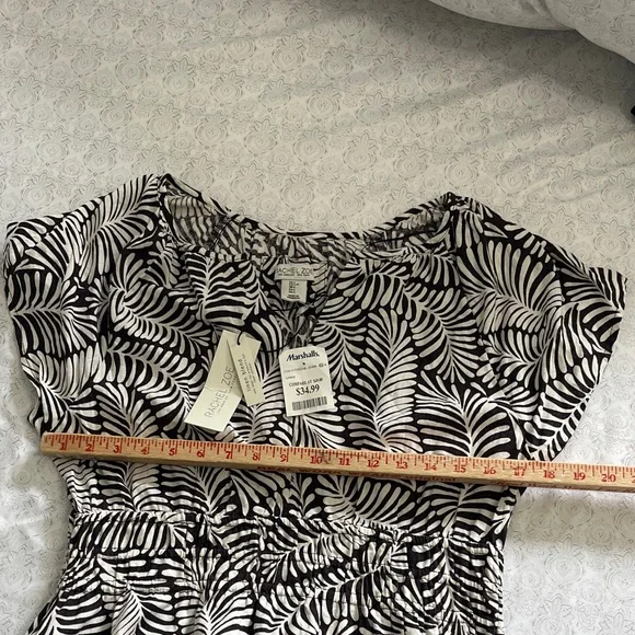 NWT Rachel Zoe - Brown and White Leaf Print Dress - Picture 7 of 9